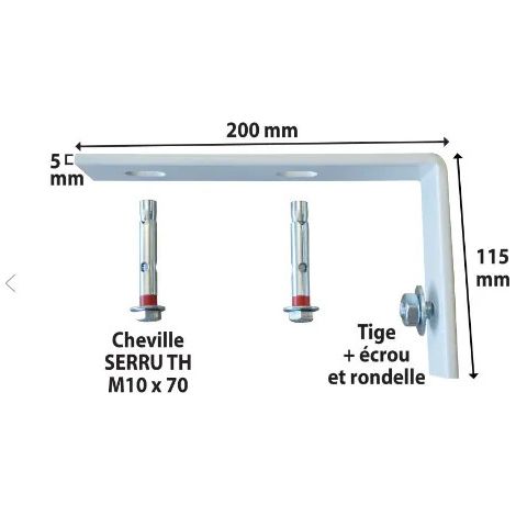 Ing Fixations – Console pour chauffe-eau plat – Accroche plafond béton – Pose horizontale avec chevilles spéciales – Pour installation durable (1/2)