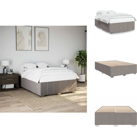 Cadre de lit sans matelas taupe 160x200 cm tissu - Cadre De Lit - Cadres De Lit - Sommier - Meuble De Chambre À Coucher (1/5)