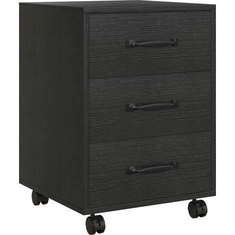 3 Drawer File Cabinet, Mobile Filing Cabinet on Wheels for Home Office, Study, Black (1/5)