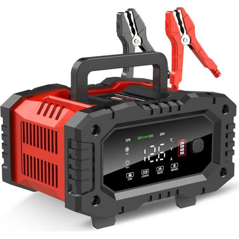Chargeur de batterie 20 A pour voiture, compatible avec les batteries LiFePO4 et plomb-acide (AGM/Gel/SLA) 12 V/20 A et 24 V/10 A. Chargeur intelligent automatique à charge lente (300 W) pour voitures (1/5)