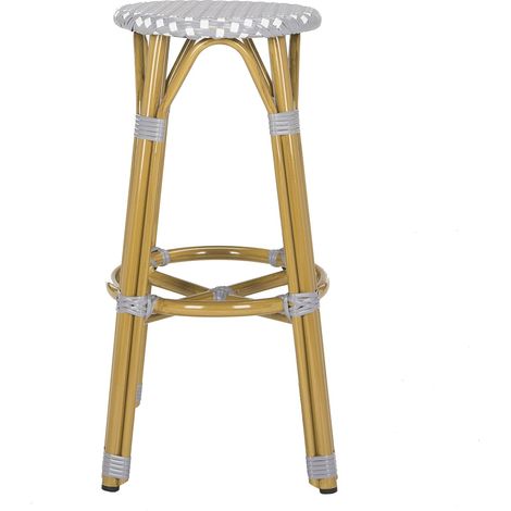 Tabouret de Bar de Jardin Geneviève Rotin Wicker Gris/Blanc 52 x 52 x 76.2 cm (1/5)