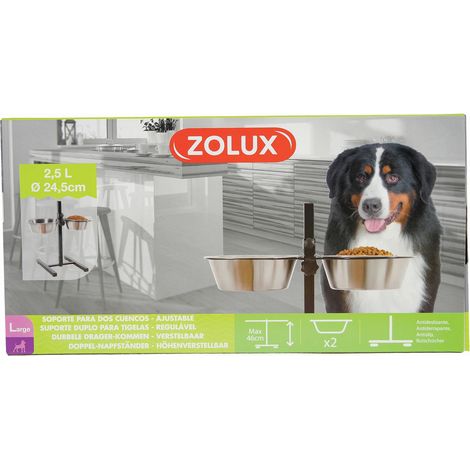 Soporte ajustable con 2 cuencos de acero inoxidable 2,5L Ø24,5cm – Zolux