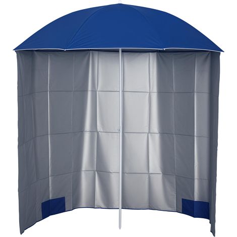 Parasol de terrasse avec panneau latéral Ø220x220 cm, ouverture manuelle, 8 tiges en érable et sac de transport bleu