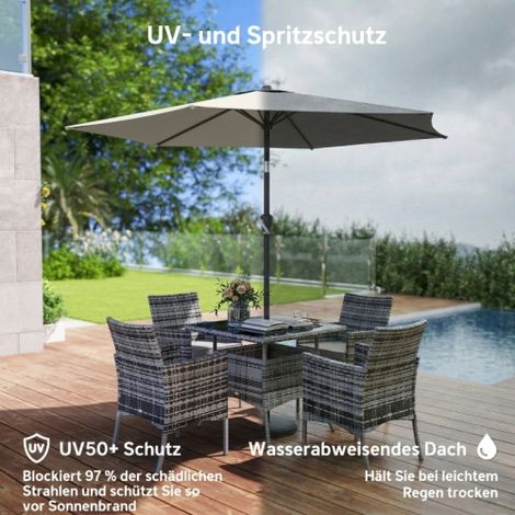 Parasol 270 cm à plier Parasol de balcon avec courbe UV 50+ Parasol de jardin Grau foncé (1/5)