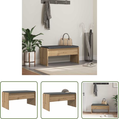 vidaXL Sitzbank -  Flurbank mit Kissen Artisan-Eiche 83 x 38 x 40 cm (1/5)