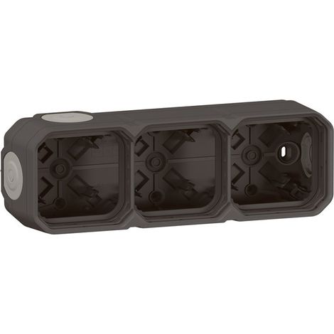 Boîtier saillie à embouts 3 postes horizontaux et verticaux Plexo anthracite - LEG069603L (1/5)