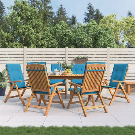 Gartenstühle mit Kissen 6 Stk. Massivholz Teak (1/5)