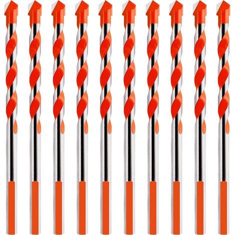 10 Stück Hartmetall-Steinbohrer, 6 mm Dreieck-Steinbohrer aus Legierung, orange (1/5)