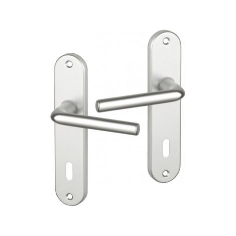 Ouvre&Déco – Poignée de porte d'entrée à cylindre – Aluminium anodisé argent – Entraxe 165 mm – Fonction clé L pour chambre à coucher