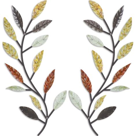 APEX Lot de 2 décorations murales en métal représentant des feuilles d'arbre, des branches d'olivier et des volutes en fer forgé (1/5)