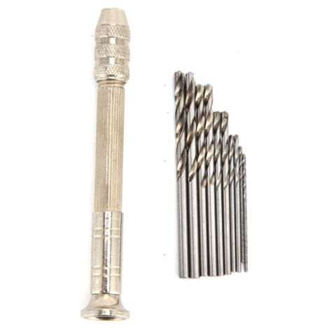 Taladro manual de mano con mini broca, herramienta de perforación de precisión para tallar nueces con brocas helicoidales (1/5)