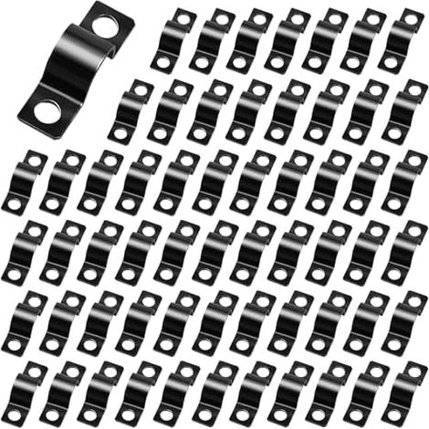 60 Pièces Clips Câble 2 Trous Colliers de Serrage en U Collier Durite Essence Acier Inoxydable 304 pour 6mm Tuyaux D'eau Installation (Noir) - 6MM (1/5)