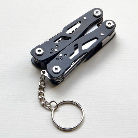 Mini pince multifonction pliable 14 en 1 en acier inoxydable, outil polyvalent portable noir pour extérieur (1/5)