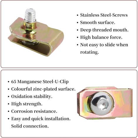 LALAGO Clip à Vis et Écrou de Kit, 115 Pcs M4 M5 M6 M8 de Vis et Écrous de Fixation pour Garde-Boue de Voiture, Écrous Fixation Type U Clips Ecrou, Type U Sous Support de Passage Roue Kit (1/4)