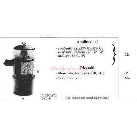 LOMBARDINI Ölfilter für Wandertraktor LDA500 503 520 1223