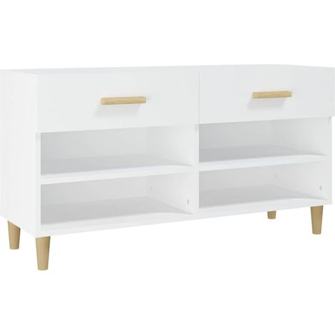 Maison Exclusive - Zapatero de madera contrachapada blanco 102x35 (1/5)