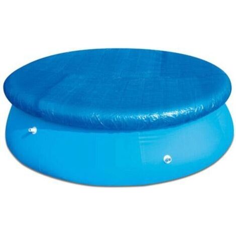 (Bleu - 183 cm) Bâche de piscine ronde imperméable avec attaches en corde, anti-poussière, facile à installer pour piscines gonflables