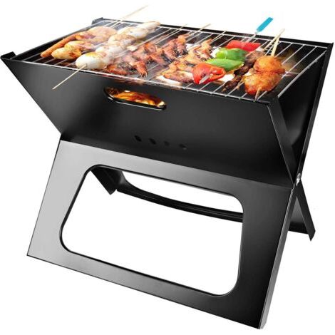 Gril à charbon portable, barbecue pliable et peu encombrant, grande surface de cuisson et gril de capacité pour le camping, les voyages, le jardin, l'extérieur , 48 cm 31 cm 40 cm (1/5)