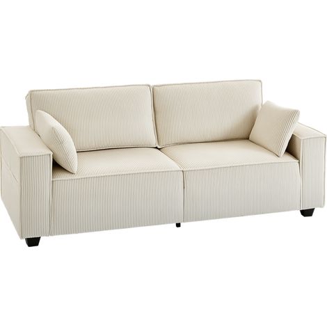 Sofá de 3 plazas beige de terciopelo 218 cm HOMVRA (1/5)
