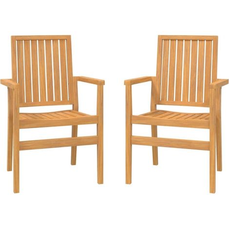 Lot de 2 fauteuils de jardin empilables en teck massif PACCA (1/5)