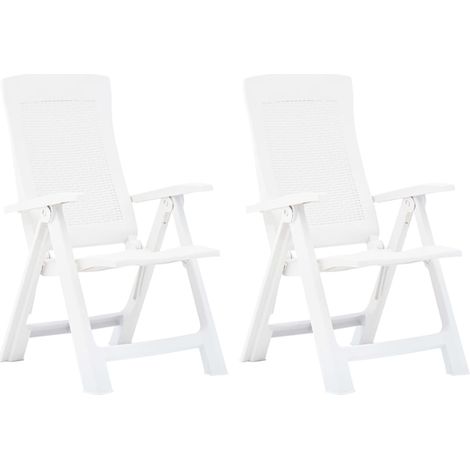 Lot de 2 Chaises inclinables de jardin,Fauteuils d'extérieur Plastique Blanc -TF31425 (1/5)