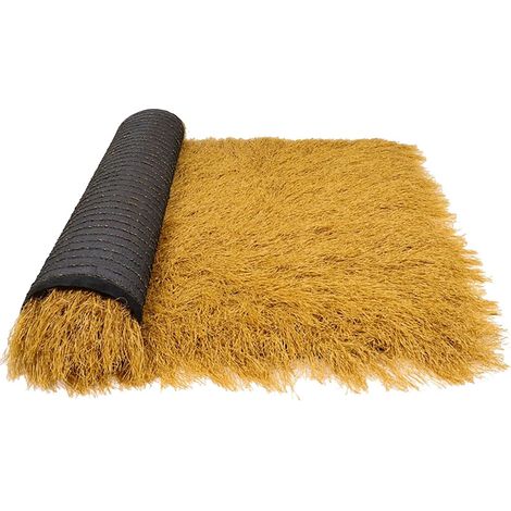 Rouleau Toit Chaume Synthétique - 1 Unité - Matériau PE Jaune - Imperméable et Ignifuge - Décoration Bar Tiki et Cabane - 0,5m x 2m (1/5)