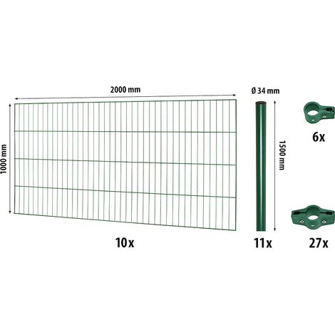 Classic ES-Mattenzaun-Set 1000 L=20 m, grün
