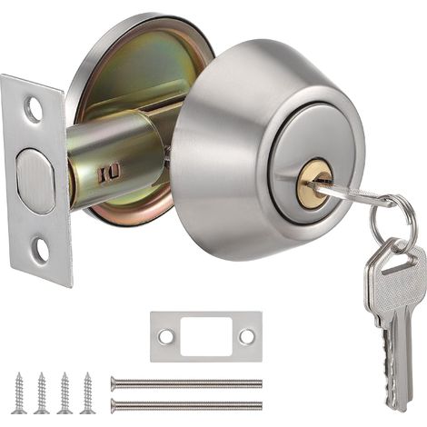 Ensemble de serrures à pêne dormant monocylindre avec clé de sécurité pour porte d'entrée (argenté) (1/5)