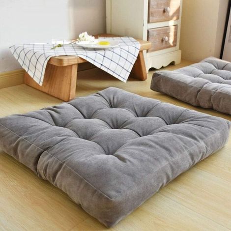 Coussin de sol carré en velours côtelé épais 22x22 pouces – Rembourrage en coton PP – Coussin de méditation pour salon et extérieur (1/5)