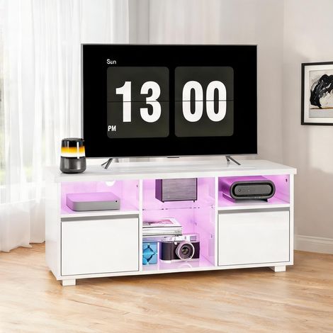 Meuble TV blanc laqué en MDF 120 x 34 x 45 cm (1/5)