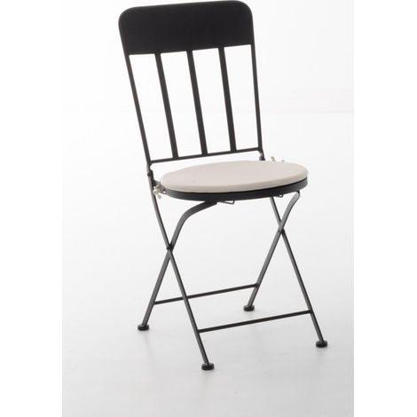 Sedia Pieghevole Struttura in ferro mod. Taormina cuscino ecru 38x49x91 cm
