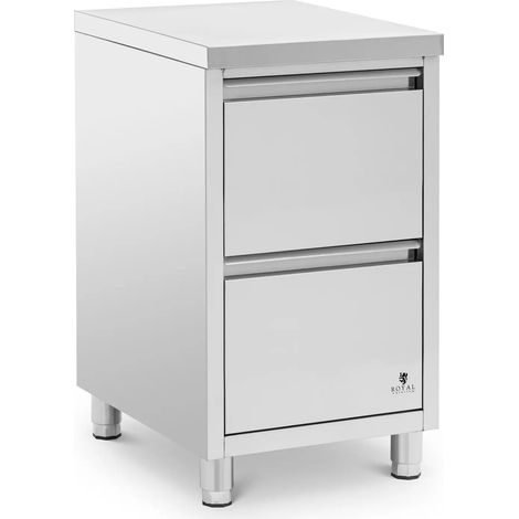 Mobile base da cucina professionale 2 cassetti 50 x 60 cm acciaio inox 140009341