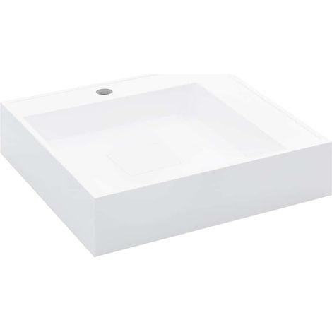 Lavabo 50x50x12,3 cm resina mineral/mármol blanco vidaXL