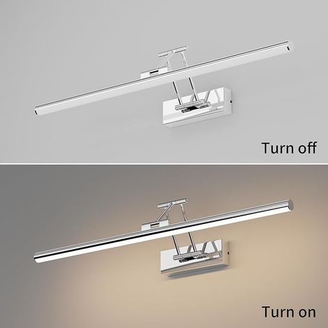 Led Miroir Lampe Salle de Bain 60cm,20W 1500lm Lampe pour LED Applique Rotating Ip44, Aluminium Applique Murale, Miroir Salle de Bain Blanc naturel 4000K,chrome (1/4)