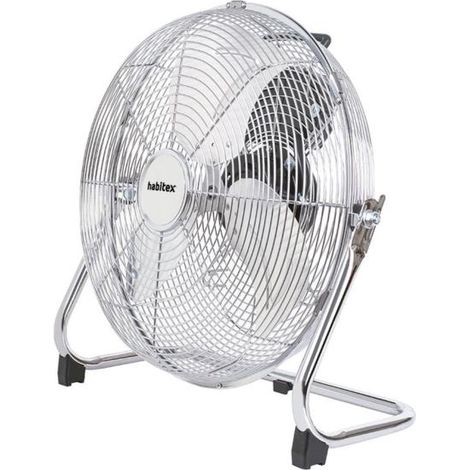 Ventilateur sur pied 120W – 3 vitesses – Débit d'air 97,54 m3/min – Tête inclinable – Base antidérapante – Habitex