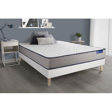Ensemble matelas Ressorts ensachés et Mémoire de forme ACTIFLEX FORM 180x200 cm 5zones de confort + sommier KIT blanc (1/5)