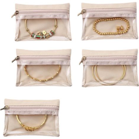 Pochettes à bijoux zippées en velours, lot de 6 rangement haut gamme pour bagues colliers et boucle (1/5)