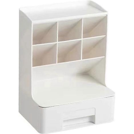 Porte-crayons de bureau multifonction, organiseur de bureau, organiseur de table, fournitures de bureau-24.5X17.8X8.4CM-White (1/3)