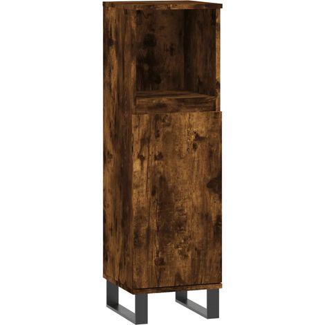 Mueble de baño de diseño industrial de 30 x 30 x 100 cm con espacio de almacenamiento en madera de roble ahumado 020049010 (1/5)