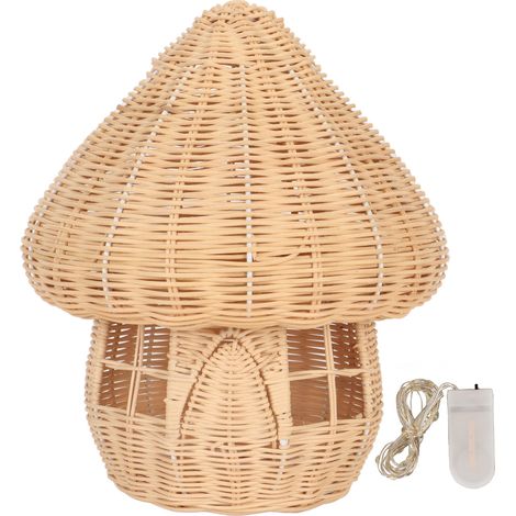 Nachts einsetzbares, pilzförmiges Aufbewahrungsmöbel aus geflochtenem Rattan, ideal für praktische Aufbewahrung (1/5)