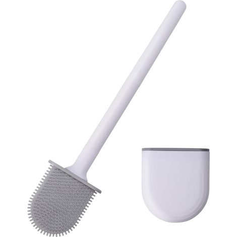 Toilettenbürste - Wasserdicht - Schnelltrocknend und geruchlos - Runder Sockel - Wandmontage - Geeignet für Badezimmer und Toiletten, weiß. (1/5)