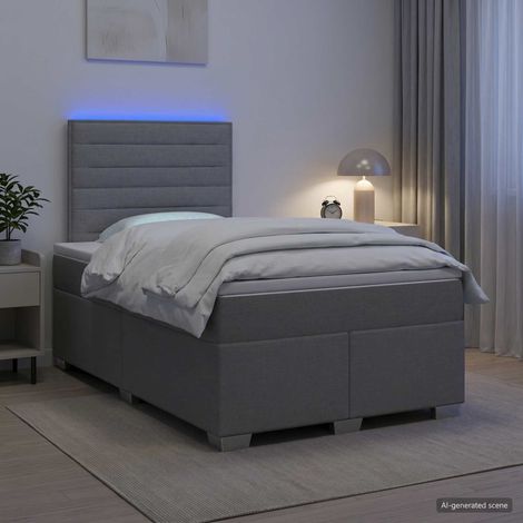 vidaXL Lit boxspring avec matelas Gris clair 120 x 190 cm Tissu (1/5)