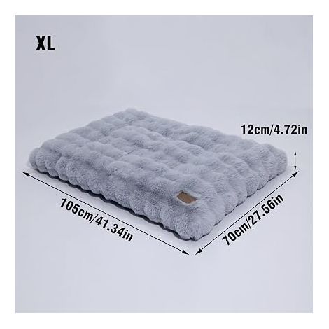 Panier Chien 105x70x12cm Coussin Chien XL Déhoussable et Lavable en Machine Tapis Matelas Lit Tissu Peluche Gris (1/4)