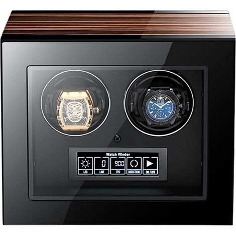Petit coffre-fort Remontoir De Montre Automatique De Luxe, Coffre-fort Avec Moteur, Écran Tactile LCD Et Boîtes D'accessoires De Montre En Bois, Télécommande(6202) (1/5)