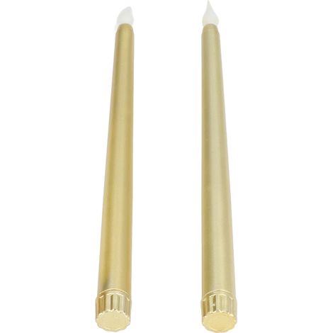 2 Stück LED-Stabkerzen, batteriebetrieben, flammenlos, für Feste, Hochzeiten, Geburtstage, Partys, Gold-Spray (1/5)