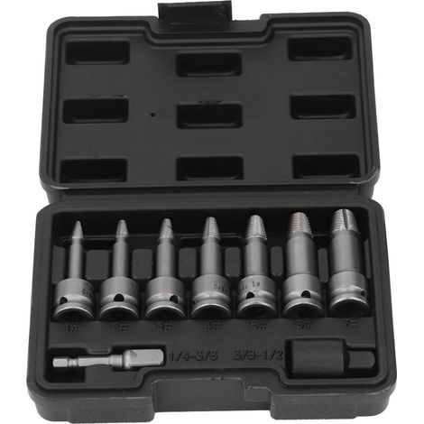 Set di estrattori per viti con attacco da 3/8", 9 pezzi, kit di smontaggio esagonale facile per rimuovere bulloni prigionieri rotti e arrugginiti. (1/5)