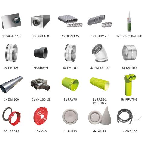 BOSCH Wohnungslüftungspaket BOPA VE303 Luftverteilpaket Rundrohr, 120 m2, Decke - 7739621047