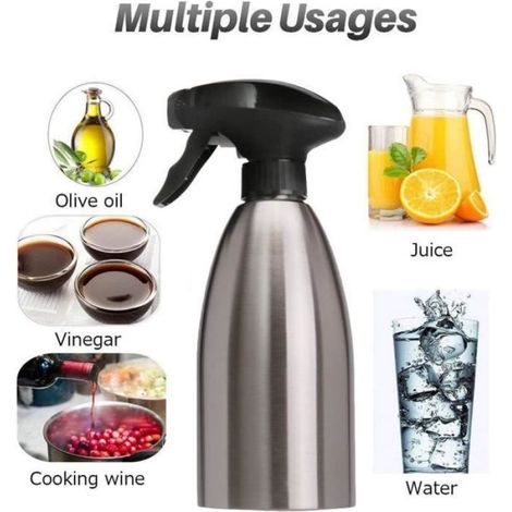 Vaporisateur d'Huile - 500ml - Acier Inoxydable - Couleur Argent - Multi-Usages (1/4)