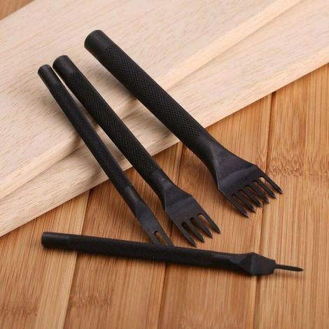 4Pcs Outils de Couture de Poinçon de Trou en Cuir pour Outils Perforatrice Artisanat(Dents de 1+2+4+6 ) (1/4)
