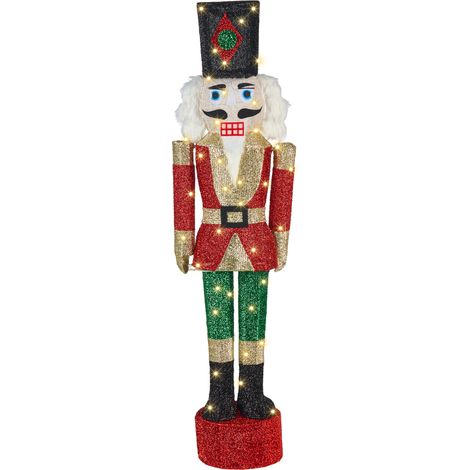 Decoración de exterior LED de Navidad cascanueces 120 cm adorno navideño para jardín iluminado multicolor Hornavan (1/5)